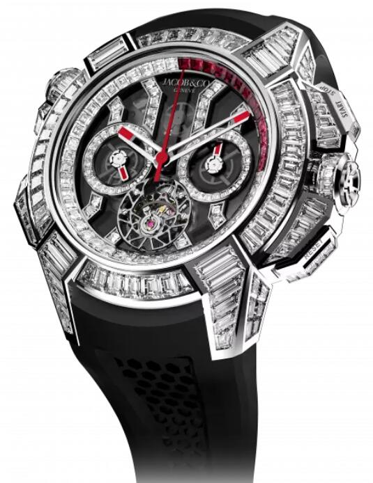 Jacob & Co Replica watch EPIC X CHRONO BAGUETTE WHITE GOLD BLACK CRYSTAL EC380.30.BD.BD.ABRUA